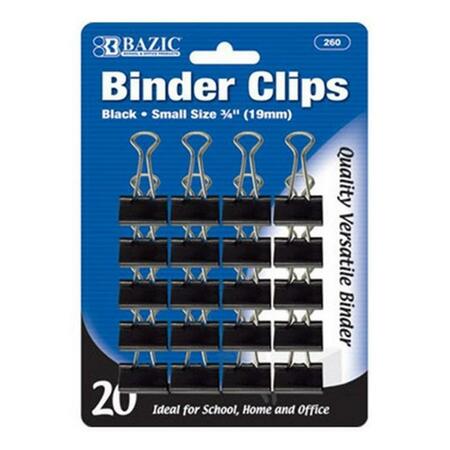 BAZIC PRODUCTS Bazic Small 3/4in 19mm Black Binder Clip 20/Pack Pack of 24 260